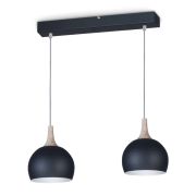 Colgante Escocia Semiesfera Metal-Madera Lámpara Led E27 220V 7W